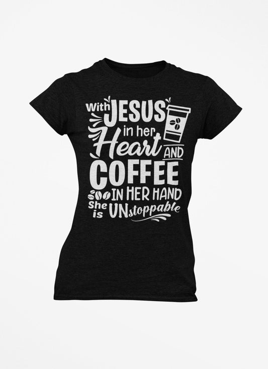 Jesus Heart Coffee Tshirt Motivational Emotional God Faith Religion