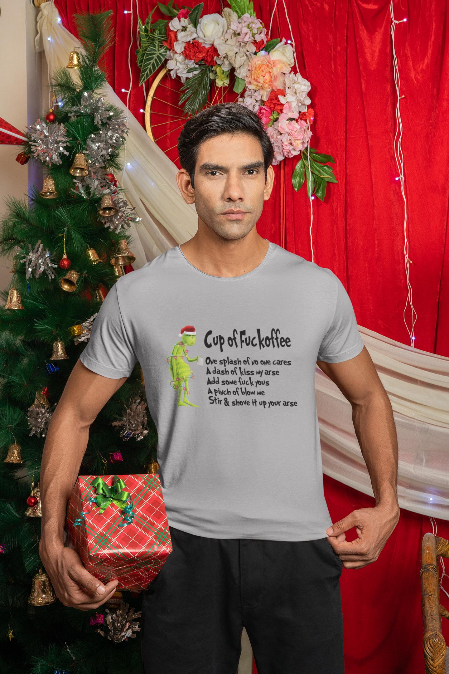 Grinchmas Cup of Fuckoffee Tshirt Christmas Gift Sarcasm Gag Gift Funny Coffee Grinch