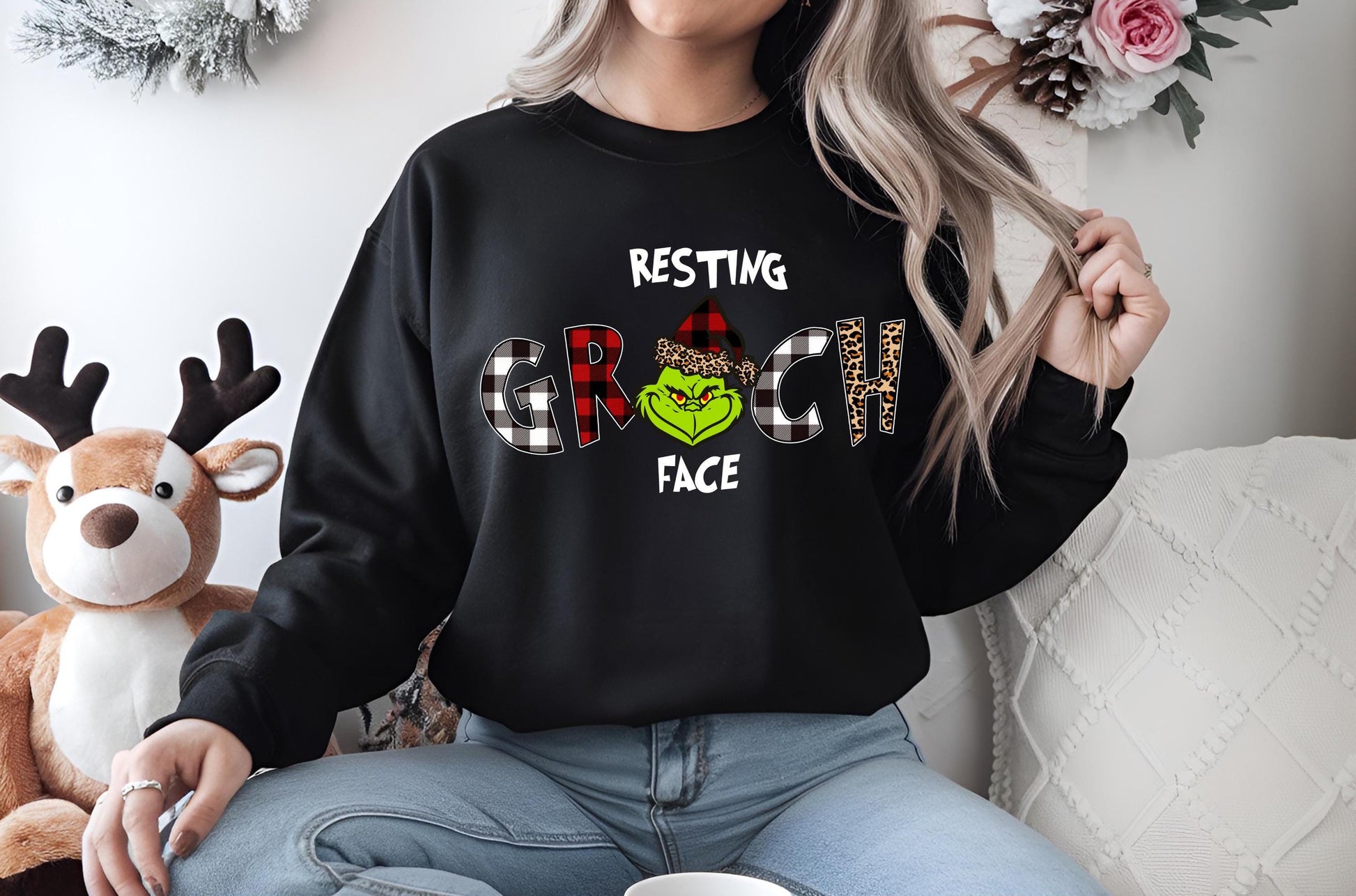 Resting Grinch Face Sweater Sarcasm Grinchmas Funny Cozy Christmas Warm Funny Grinchy