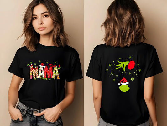 Christmas Mama Tshirt Christmas Gift Family Ornaments Adult Grinch